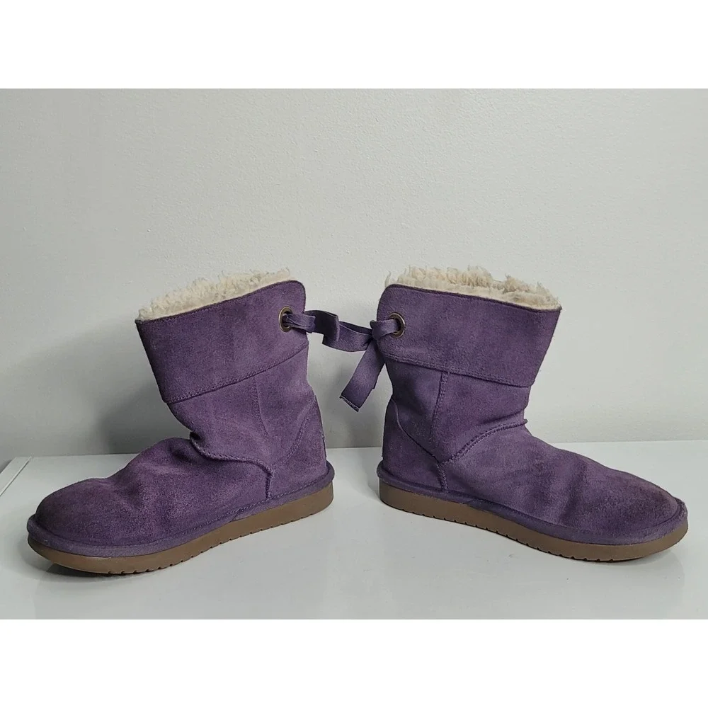 Koolaburra by UGG Kids Girls Size 3 Bow Tie Purple Andrah Short Boots #1108611